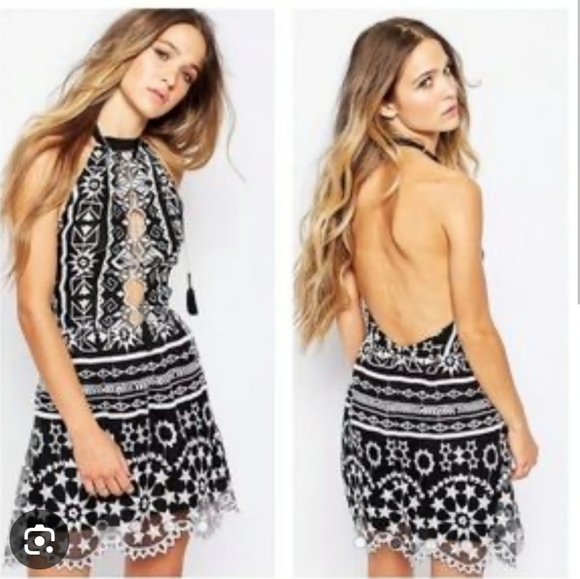 Jen's Pirate Booty Starlight Mini Black And Silver Halter Dress Size Small - Picture 1 of 13